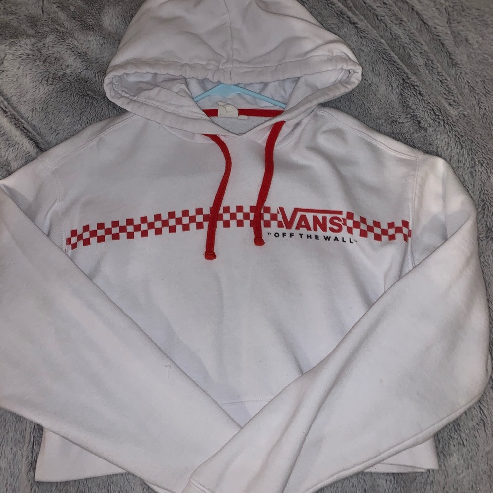 White with red detailing, Vans cropped Hoodie
